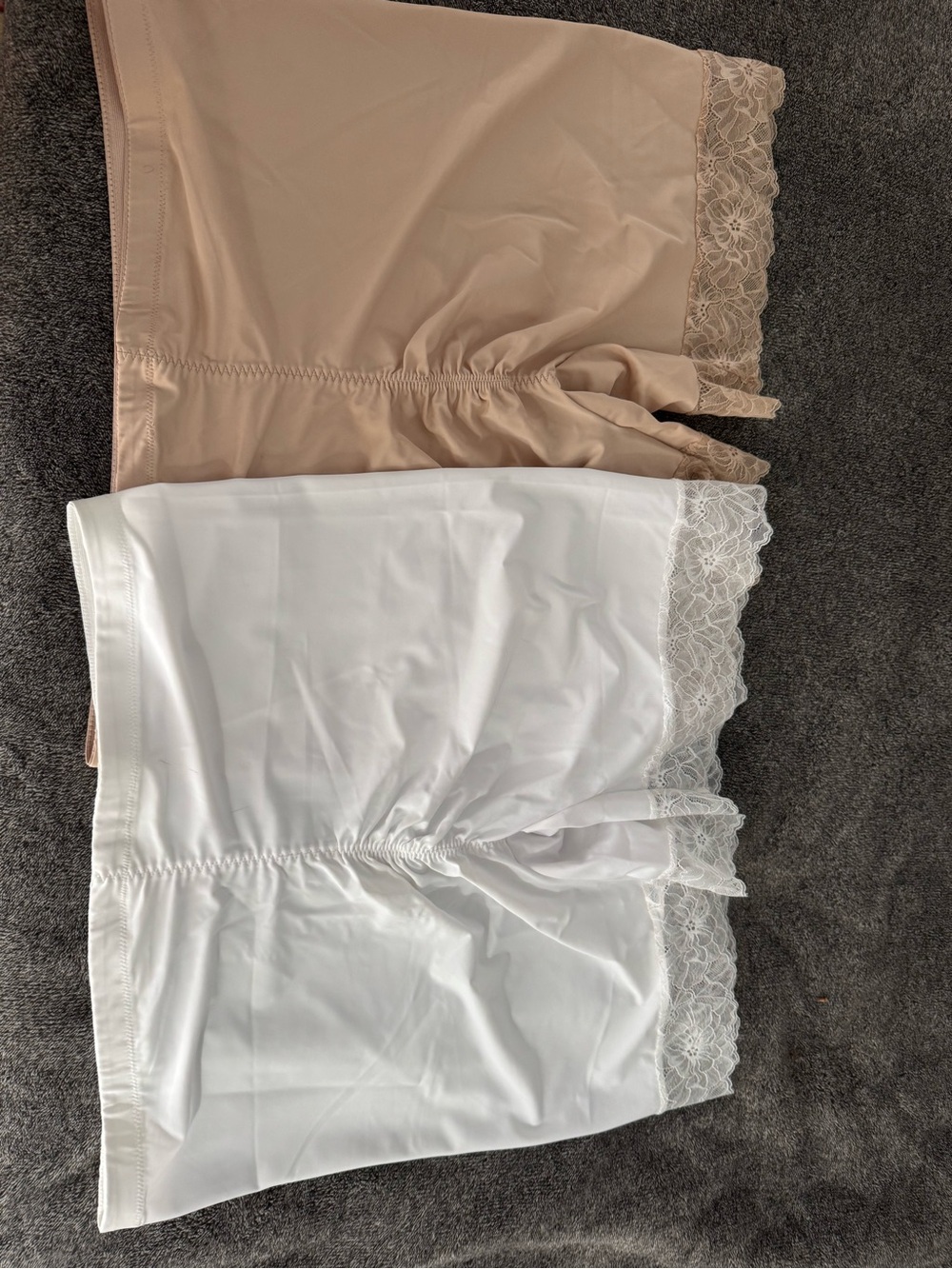 2X New Lace Trim Seam-Front Shaping Shorts - Nude & White (2 Pack)